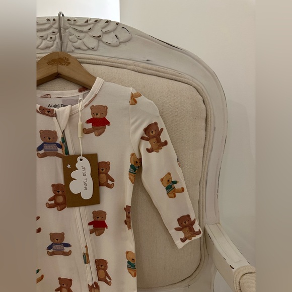 🧸 6~9 Mth Angel Dear Adorable Teddy Bear Print Baby Footie NWT - Picture 5 of 10